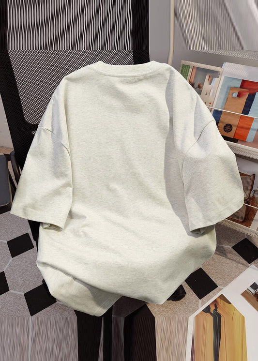 Modern Light Grey O-Neck Animal Print T Shirt Summer