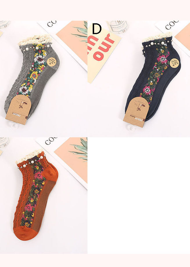 Moderne Nagelperlen Rüschen Blumen Baumwoll-Söckchen