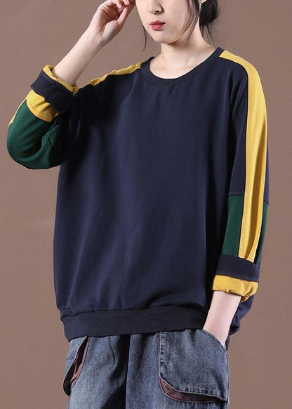 Modern Navy Patchwork Sweatshirt - SooLinen