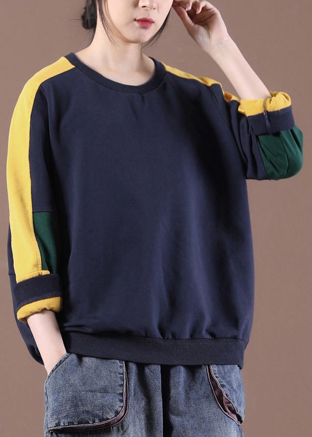 Modern Navy Patchwork Sweatshirt - SooLinen