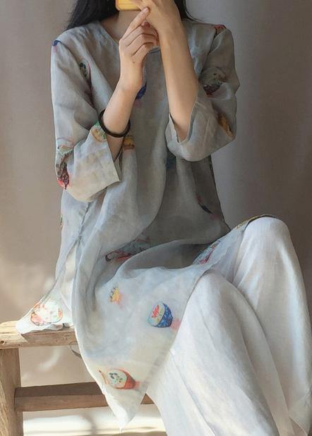 Modern O Neck Half Sleeve Clothes Shape Print Shirt - SooLinen