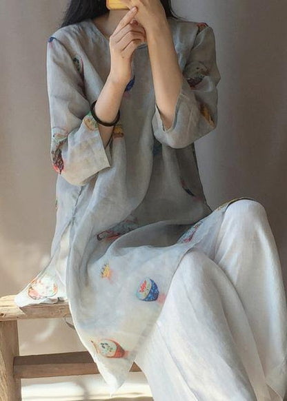 Modern O Neck Half Sleeve Clothes Shape Print Shirt - SooLinen