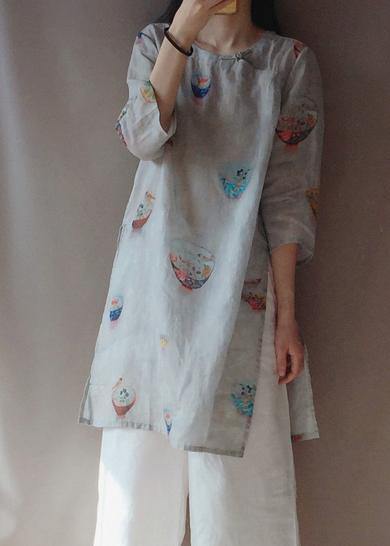 Modern O Neck Half Sleeve Clothes Shape Print Shirt - SooLinen