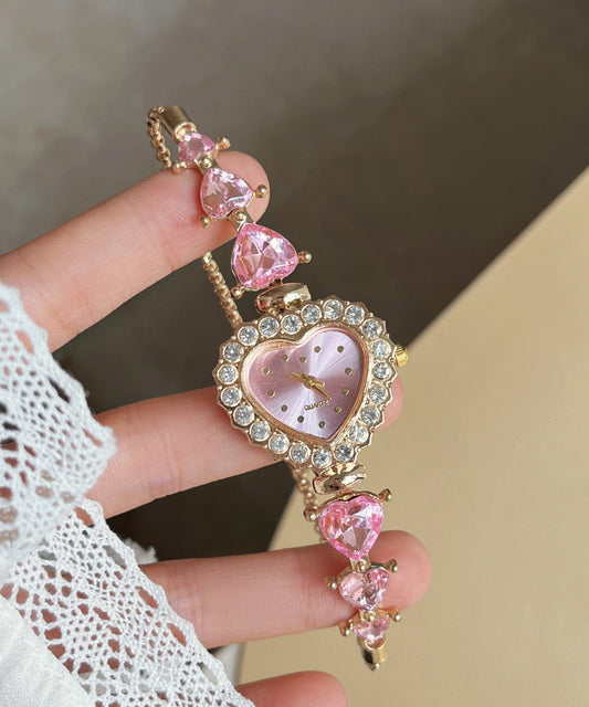 Relojes modernos de aleación rosa con cristales de circonita