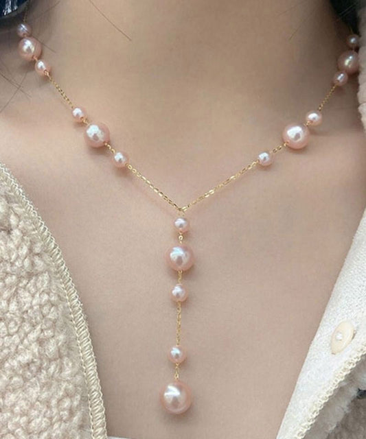 Moderne Halskette mit Jade-Anhänger „Sky Star“ aus rosa Legierung