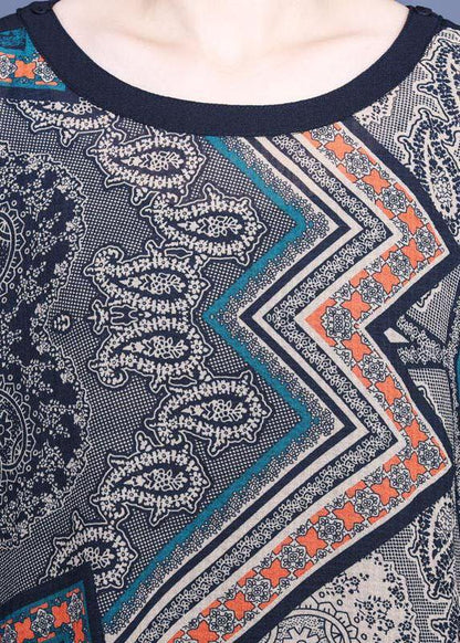 Modern Print Silk O-Neck Short Sleeve Summer Mid Dress - SooLinen