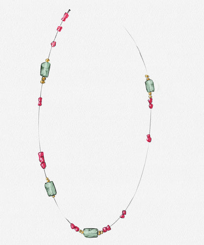 Moderne lila 14K Gold Edelstein Perlen abgestufte Perlen Halskette