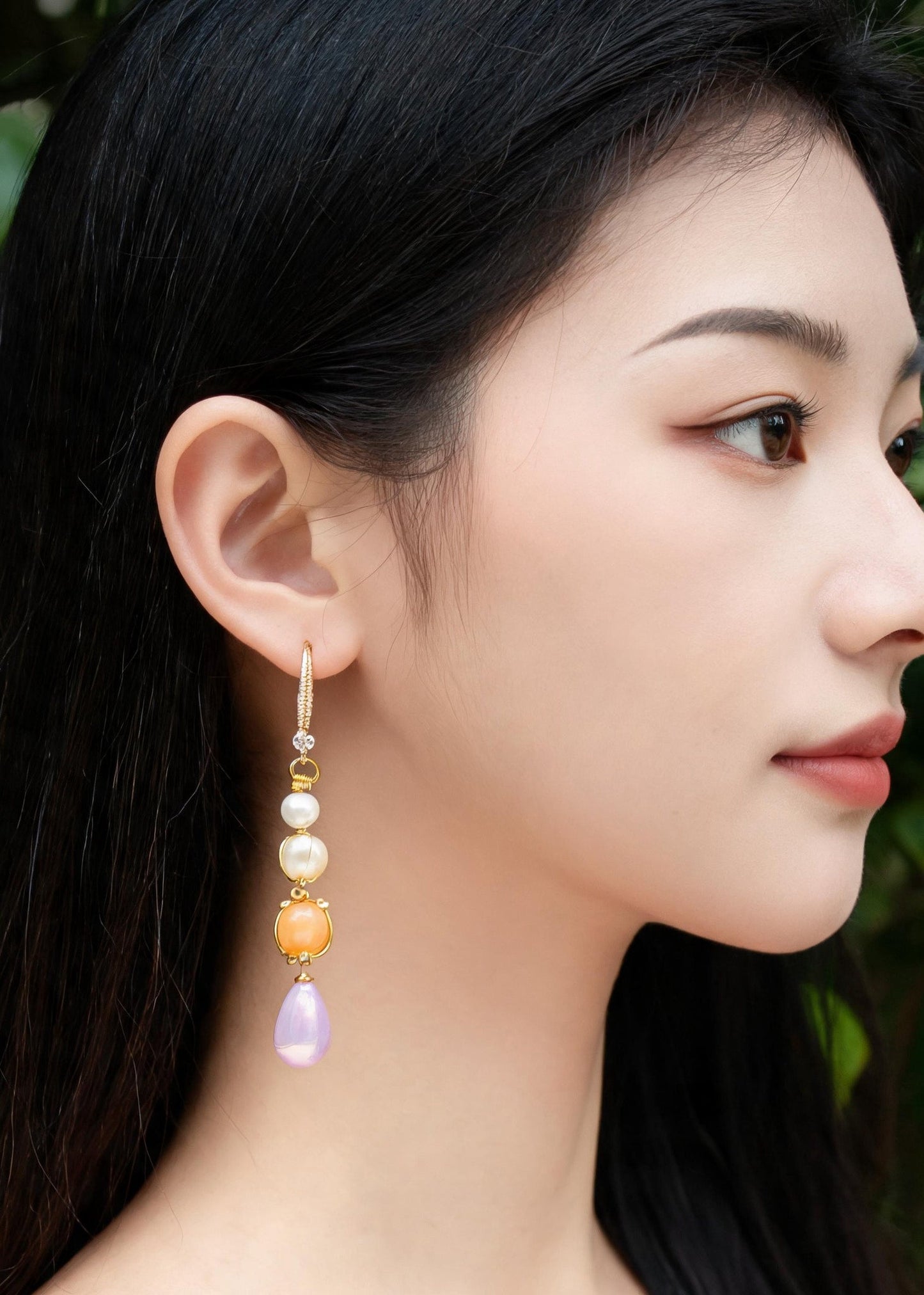 Modern Purple Acrylic Fine Pearl Drop Earrings