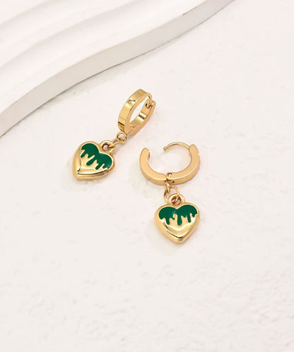 Pendientes de aro modernos de aleación morada con forma de corazón