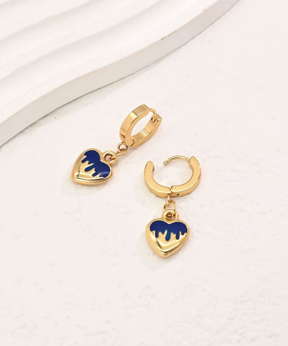 Pendientes de aro modernos de aleación morada con forma de corazón