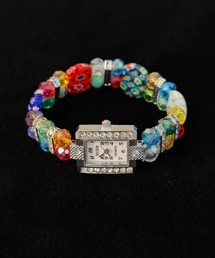 Modern Rainbow Alloy Beading Print Watch Chain Bracelet