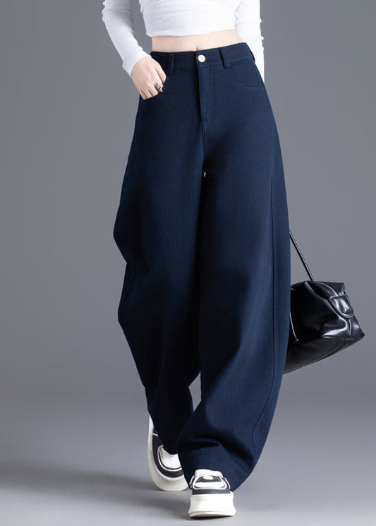 Modern Red Pockets High Waist Denim Pants Spring