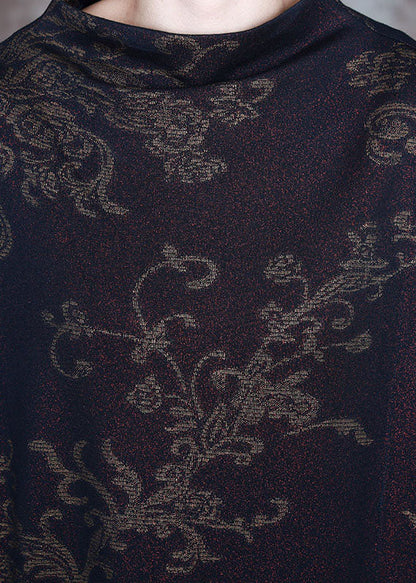 Modernes rotes Print-Asymmetrisches Design Elegantes Langarm-Urlaubskleid für den Herbst