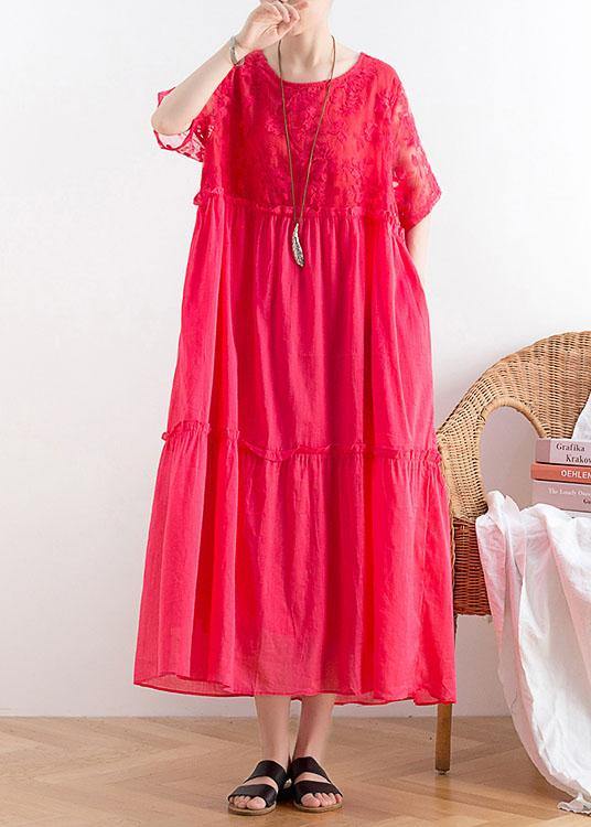 Modern Rose PatchworkPrint Cotton Party Summer Dress - SooLinen