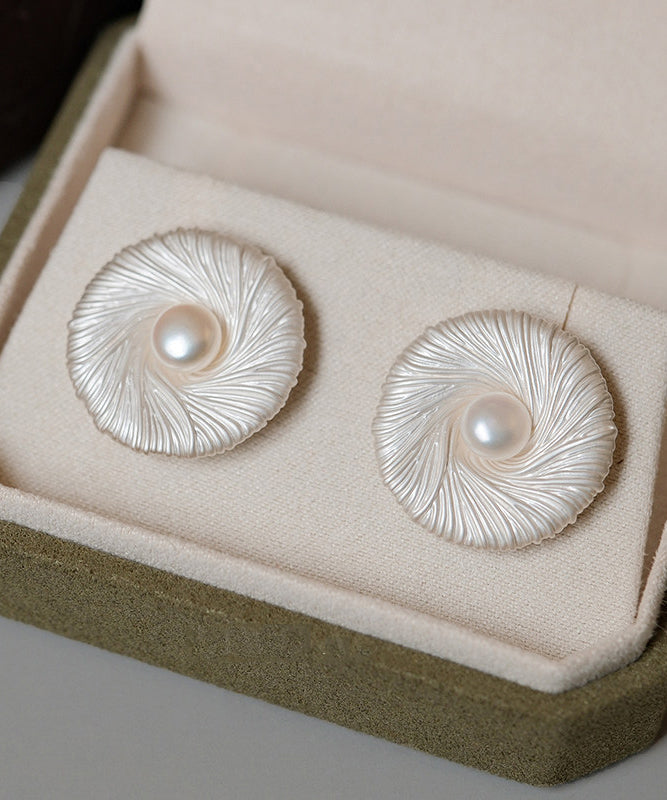 Modern Silk Alloy Pearl Stud Earrings