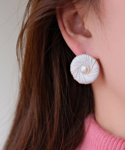 Modern Silk Alloy Pearl Stud Earrings