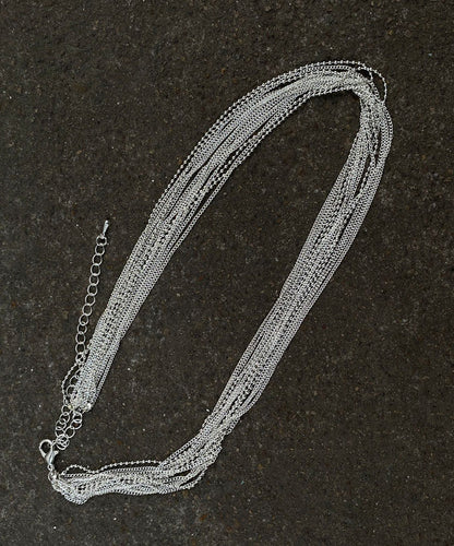 Modern Silk Silver-Plated Multiple Layers Gratuated Bead Necklace