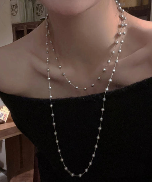 Moderne weiße Babysbreath Kristall Perle abgestufte Perlenkette