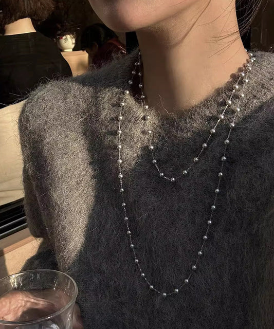 Moderne weiße Babysbreath Kristall Perle abgestufte Perlenkette