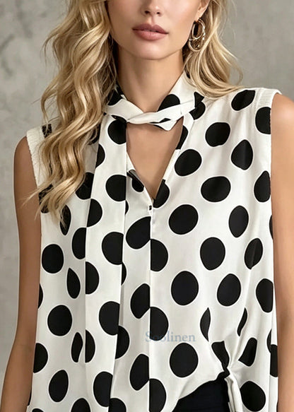 Modern White Oversized With Scarf Chiffon Tops Sleeveless