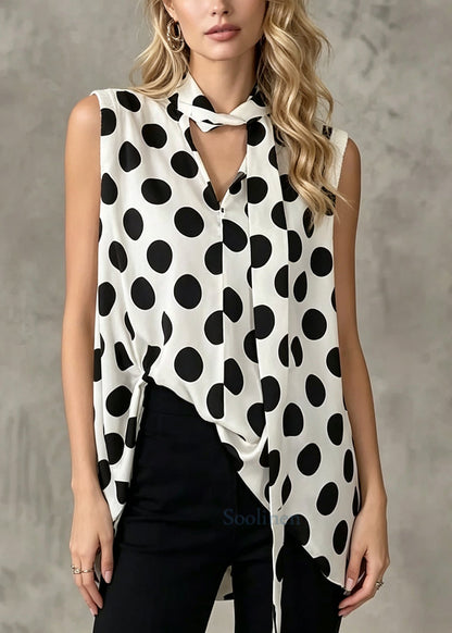 Modern White Oversized With Scarf Chiffon Tops Sleeveless