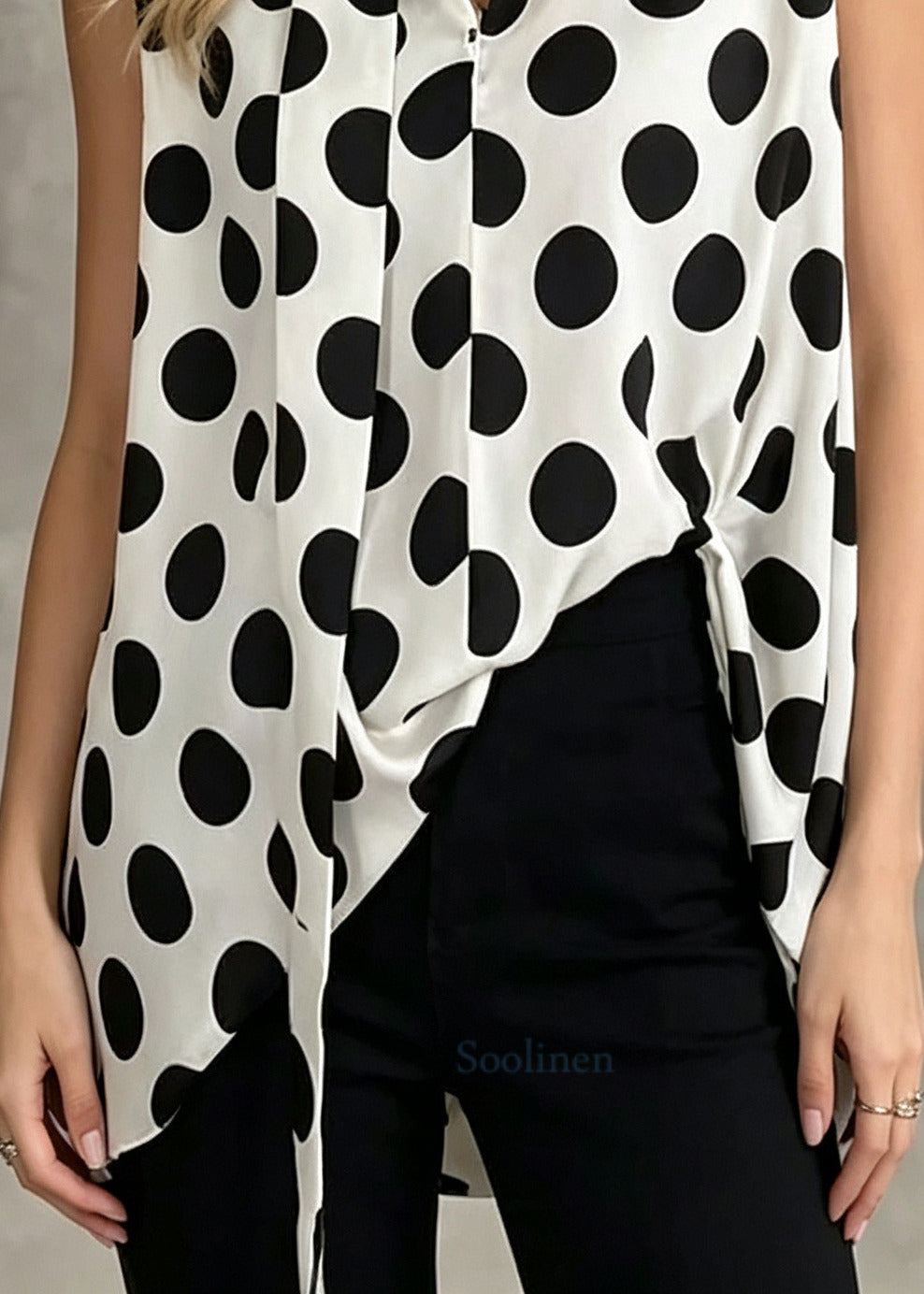 Modern White Oversized With Scarf Chiffon Tops Sleeveless