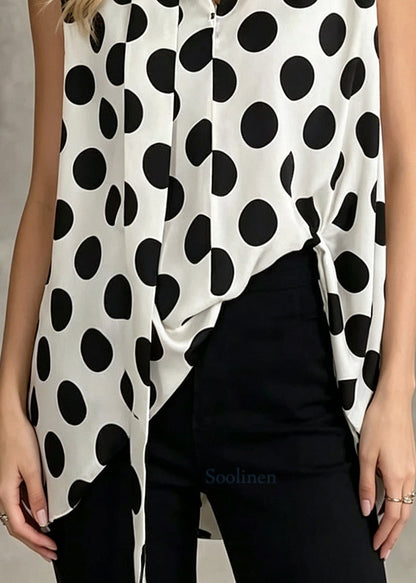 Modern White Oversized With Scarf Chiffon Tops Sleeveless