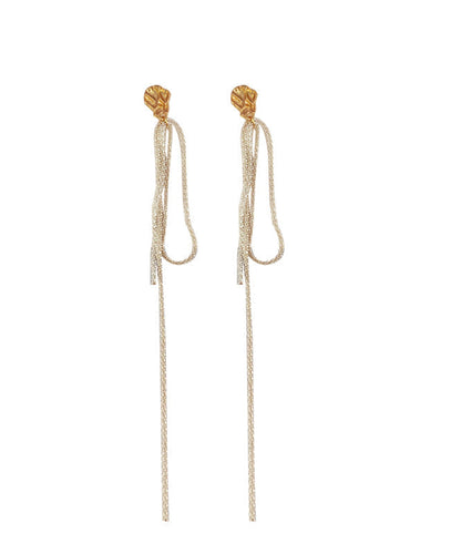 Pendientes modernos con borlas asimétricas de aleación de plata de ley blanca