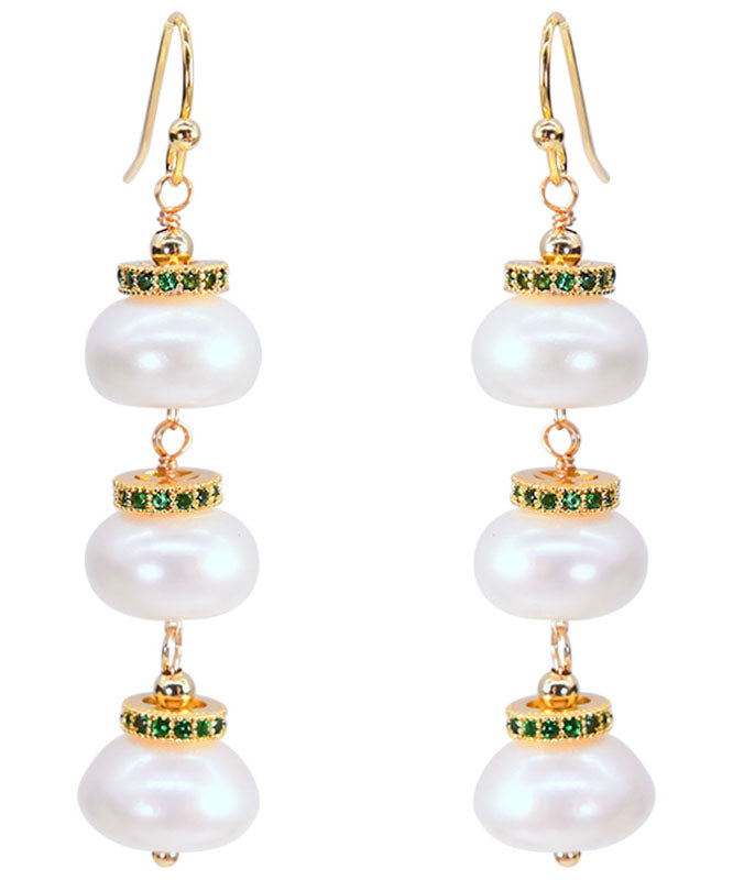 Moderne weiße Hängeohrringe aus Sterlingsilber mit Perlen im Laternen-Design