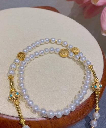 Moderne Halskette mit Anhänger aus weißem Sterlingsilber mit Perlen und Türkis