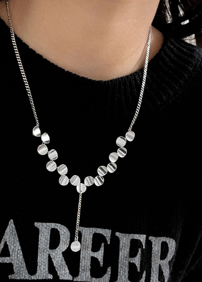 Modern White Sterling Silver Sequins Pendant Necklace