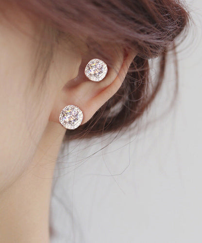 Pendientes modernos de plata de ley blanca con circonitas cuadradas