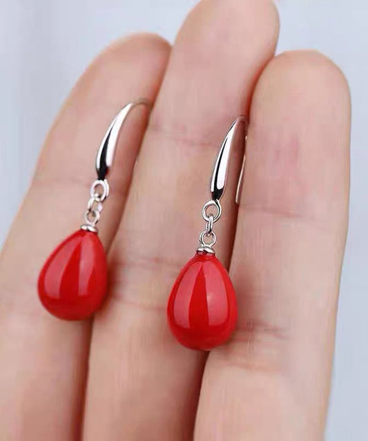 Pendientes modernos de plata de ley blanca con forma de gota de agua y perla de circonita