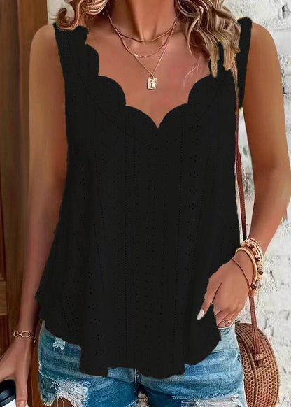 Modern White V Neck Solid Vest Summer