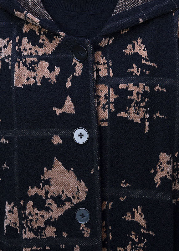 Moderne gelbe Jacquard-Knopf-Kapuzen-Velours-Trenchcoats Frühling