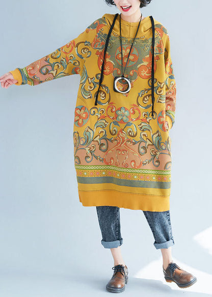 Moderne Gelb kordelzug Kapuzen Pullover Streetwear kleider Frühling