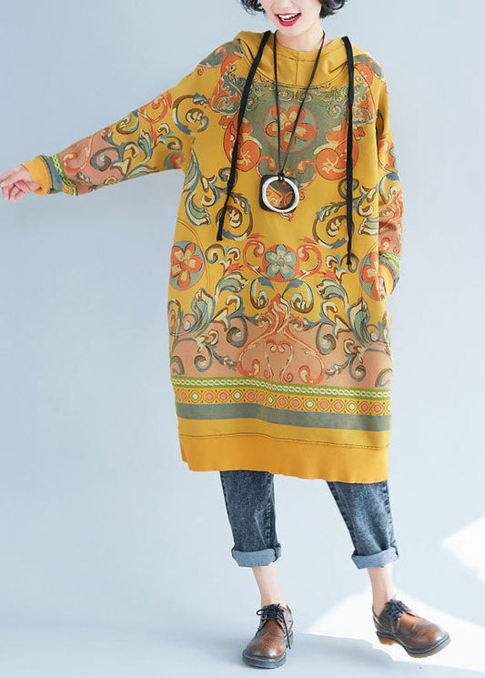 Moderne Gelb kordelzug Kapuzen Pullover Streetwear kleider Frühling