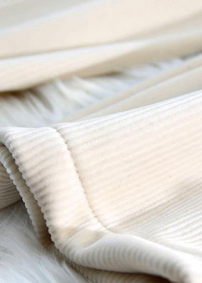 Modern beige wild pants unique spring elastic waist Inspiration chothes - SooLinen