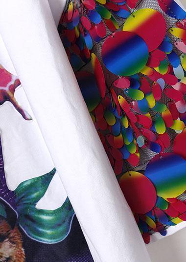 Modern black Cartoon print Cotton dress Appliques sleeve cotton summer Dresses - SooLinen