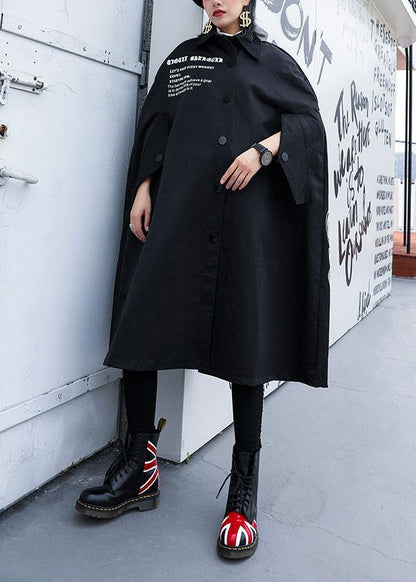 Modern black Plus Size Long coats design cloak fall coat - SooLinen
