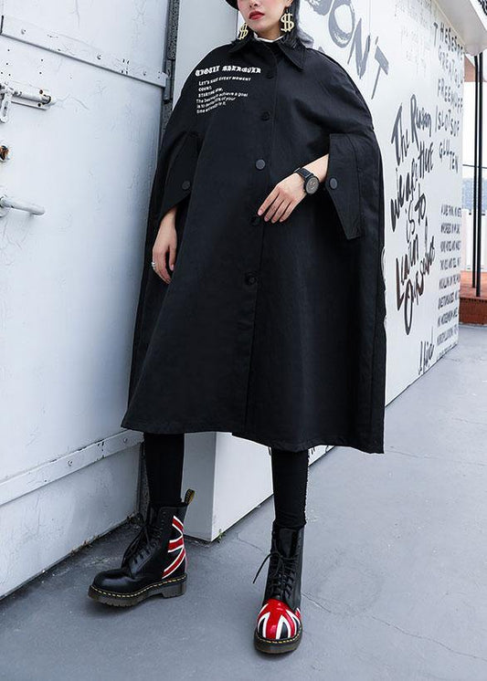 Modern black Plus Size Long coats design cloak fall coat - SooLinen