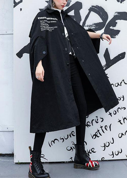 Modern black Plus Size Long coats design cloak fall coat - SooLinen