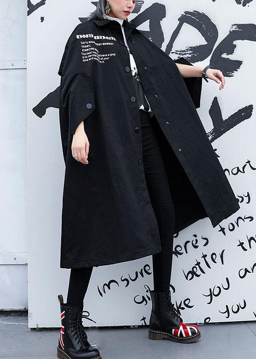 Modern black Plus Size Long coats design cloak fall coat - SooLinen