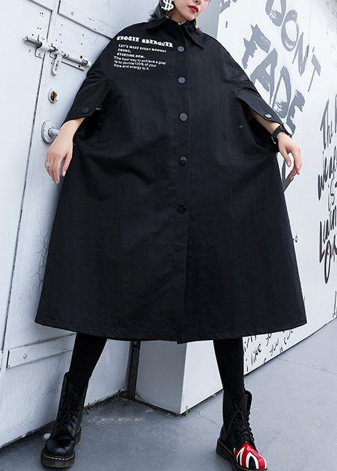 Modern black Plus Size Long coats design cloak fall coat - SooLinen
