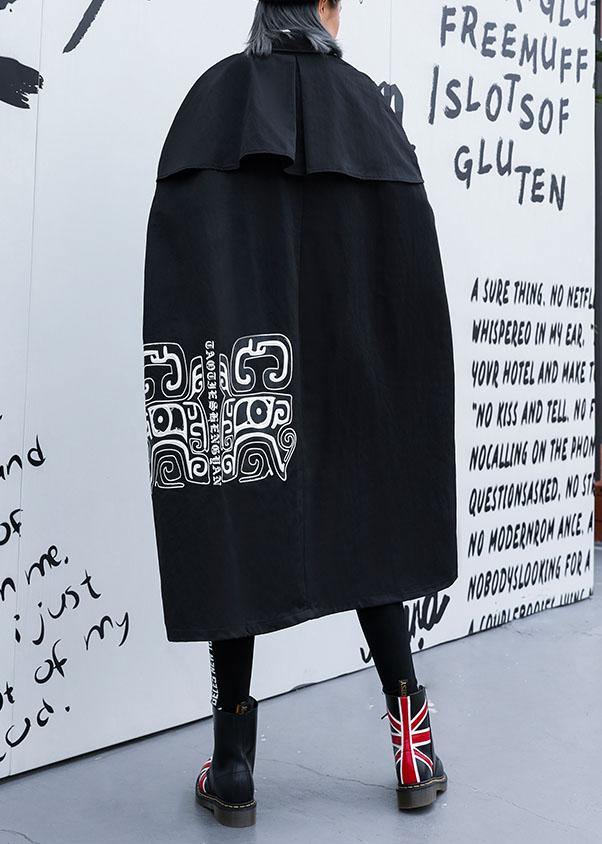 Modern black Plus Size Long coats design cloak fall coat - SooLinen
