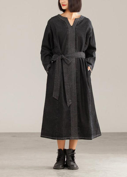 Moderne Baumwollkleidung für Damen, modisch, High Street, lockere Übergröße, langärmeliges Kleid