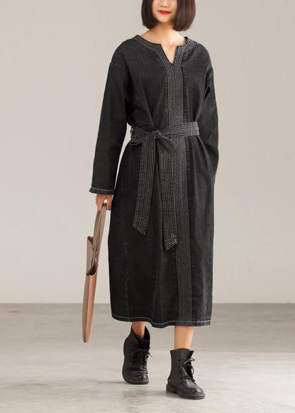 Moderne Baumwollkleidung für Damen, modisch, High Street, lockere Übergröße, langärmeliges Kleid