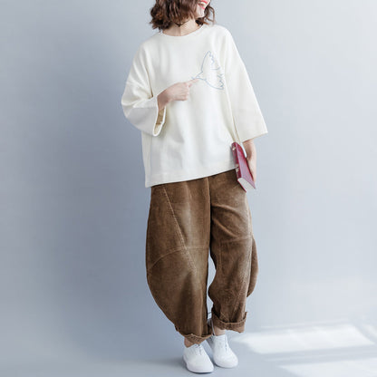 Moderne baumwolle kran tops Korea O neck Shirts weiß baumwolle bluse