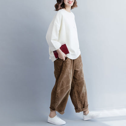 Moderne baumwolle kran tops Korea O neck Shirts weiß baumwolle bluse