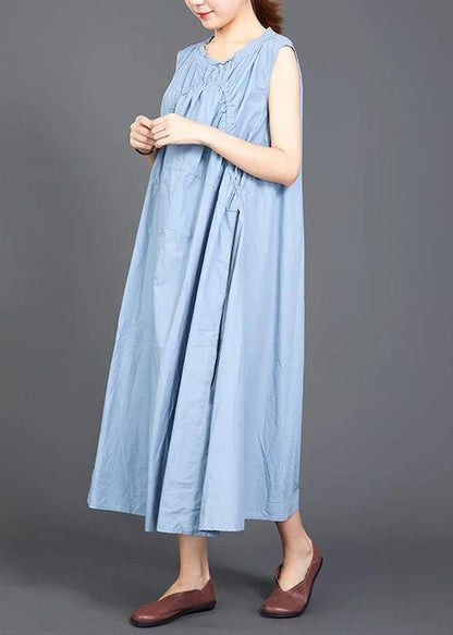 Modern cotton tunic pattern Drops Design Folded Lacing Irregular Splice Solid Color Dress - SooLinen